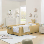 Cute Rabbit Ear Upholstered Platform Bed Frame With Safety Rail