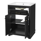 Bathroom Vanity With Integrated Sink, 2 Door Cabinet With Tip Out Drawer, Rectangular Design