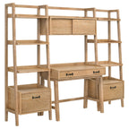 Fabian 2-piece 4-shelf Bookshelf with Drawer Distressed Light Brown