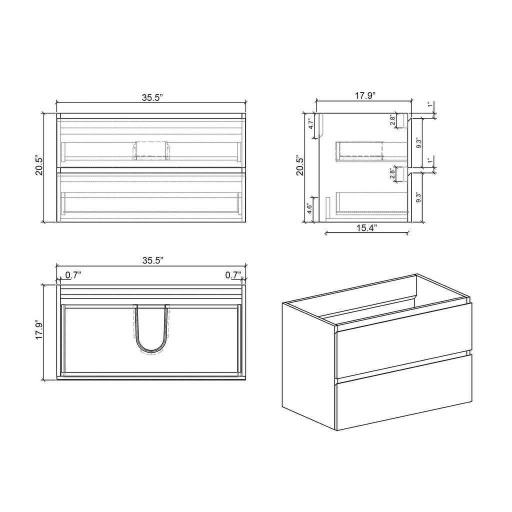 Alice - Bathroom Vanity With Sink, Wall Mounted, Floating