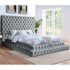 Tufted Oversized Headboard Platform Bed With Fully Upholstered Frame