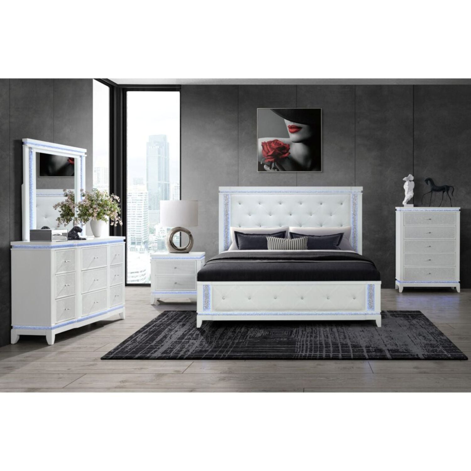 Adalid - Contemporary Bed With LED Lights