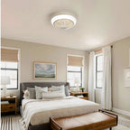 RGB Dimmable LED Enclosed Ceiling Fan With Remote Control, Bladeless Design - White