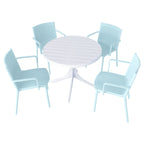 4 Modern Stackable Plastic Armchair Matched With Round Table