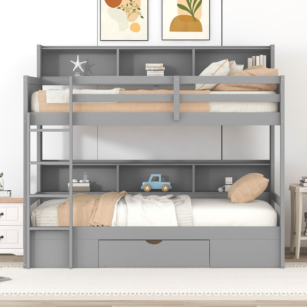 Carolee - Twin Size Bunk Bed With Built-In Shelves