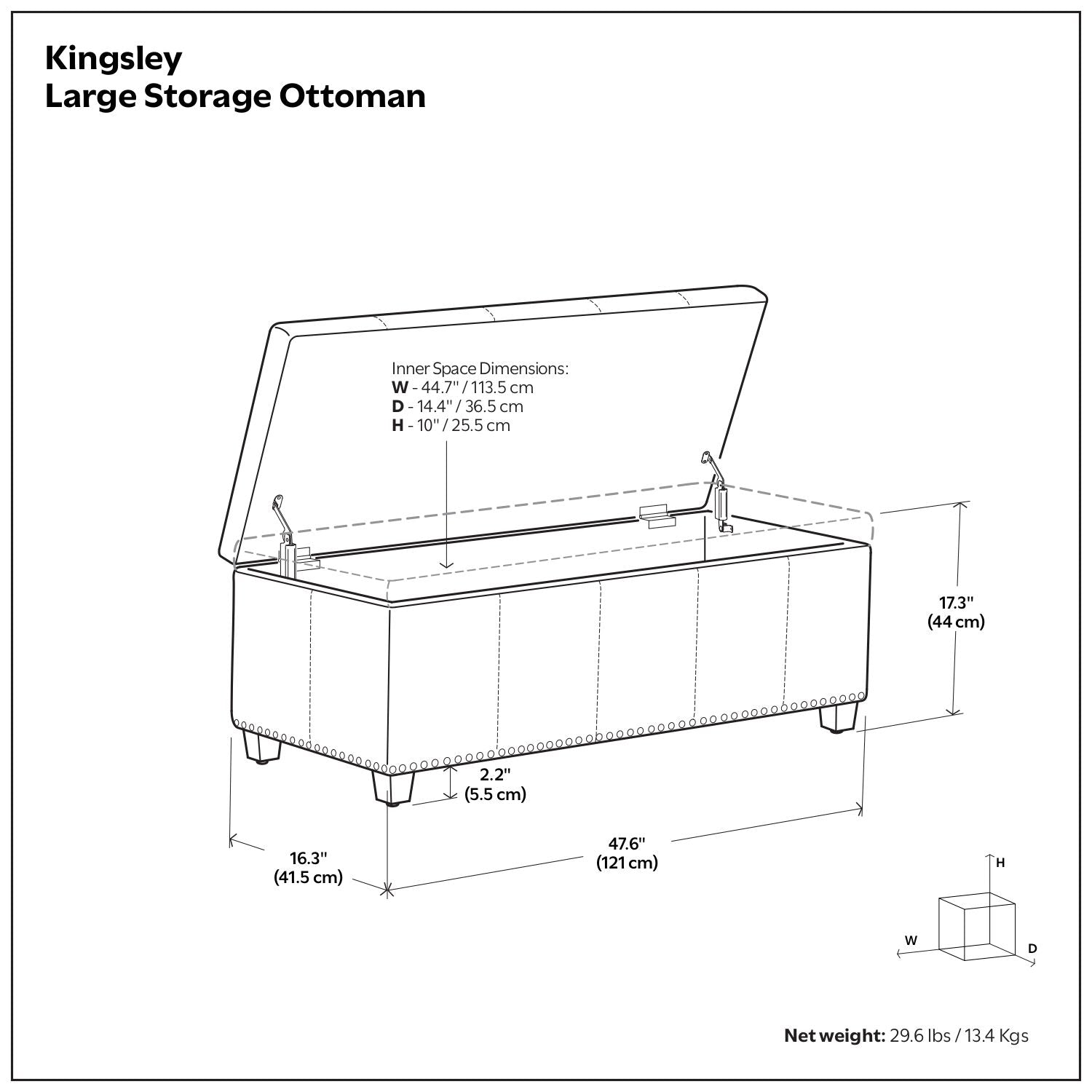 Kingsley - Upholstered Large Storage Ottoman
