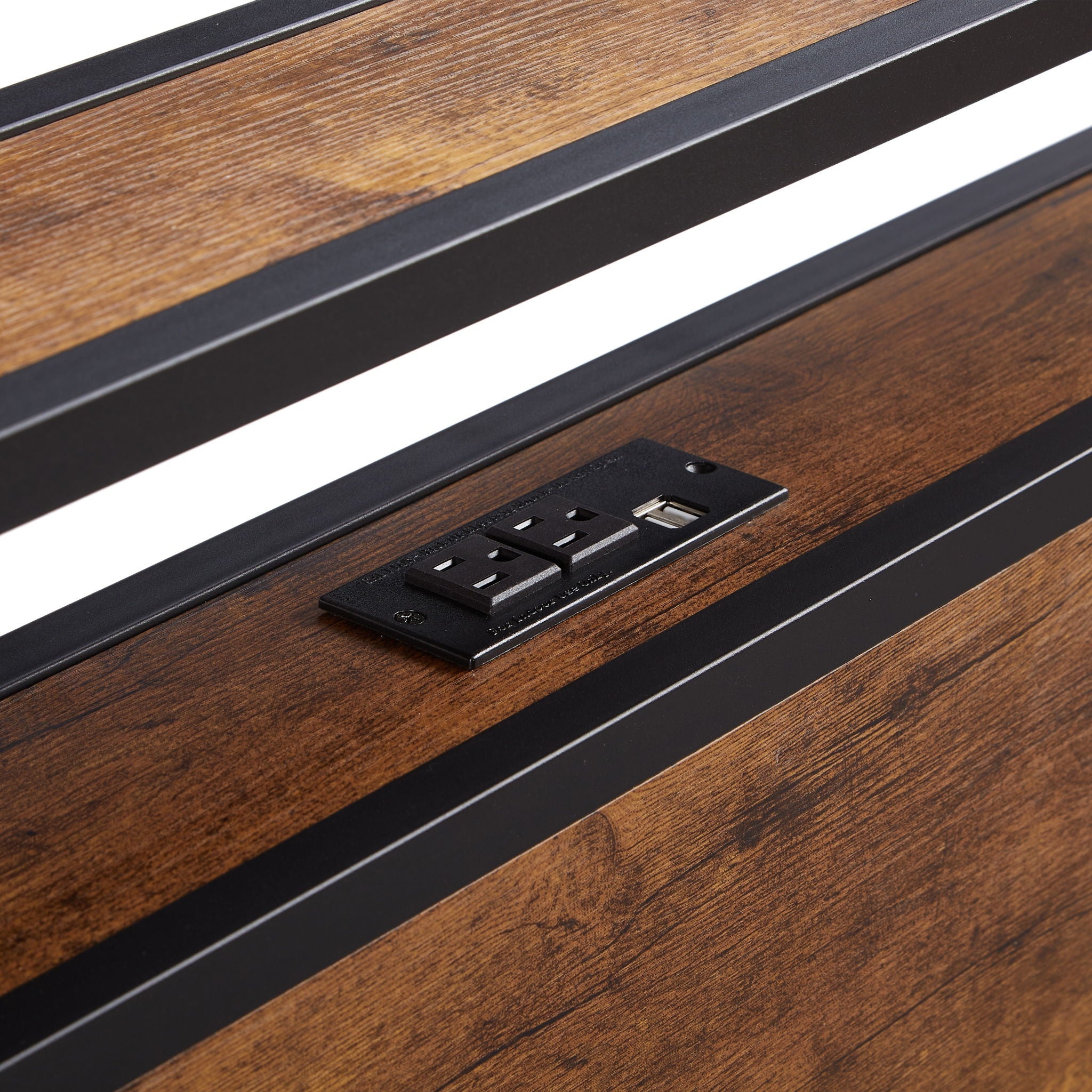 Platform Bed Frame With Wooden Headboard And Footboard, USB Liner