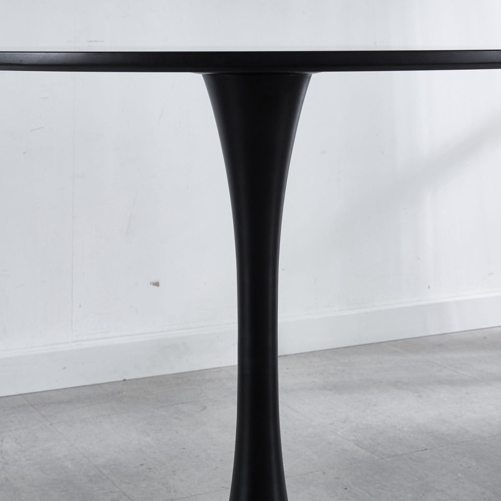 Table Mid-Century Dining Table For 4-6 People With Round Table Top, Pedestal Dining Table, End Table Leisure Coffee Table