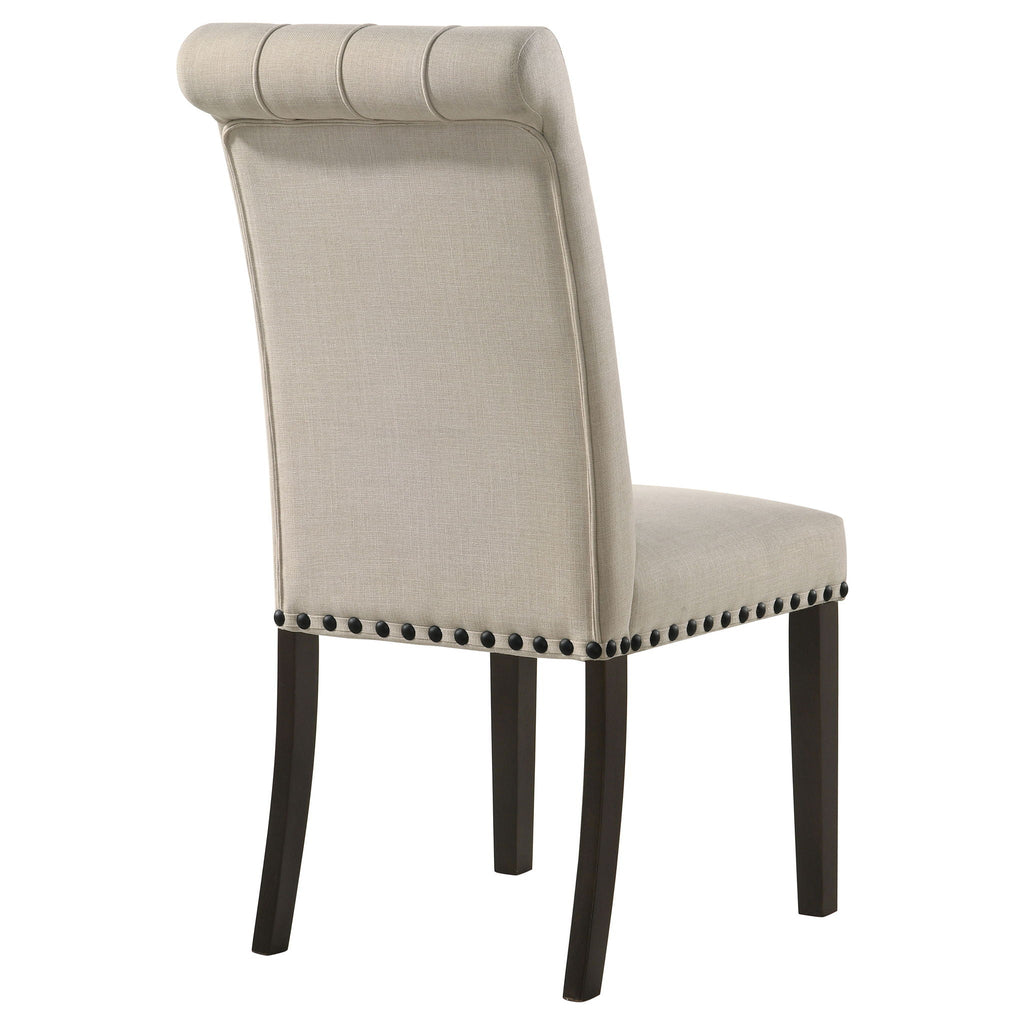 Alana Upholstered Dining Side Chair Beige Smokey Black (Set of 2)