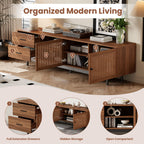 78" TV Stand For TVs Up To 85" Entertainment Center With Deep Drawers & Cable Management, Soft Closing Hinges - Walnut