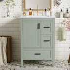 Bathroom Vanity With Sink, Soft-Close Doors, Double-Layer Shelf And 3 Drawers