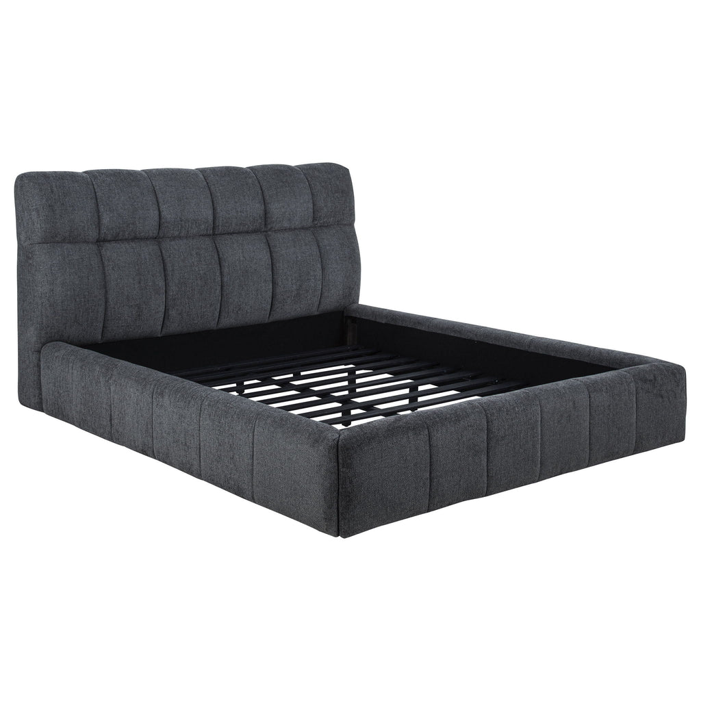 Nollet 48-inch Upholstered Eastern King Platform Bed Grey