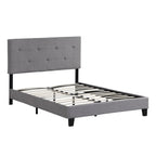 Modern Upholstered Platform Bed Frame With Button Tufted Headboard And Wood Slat Support