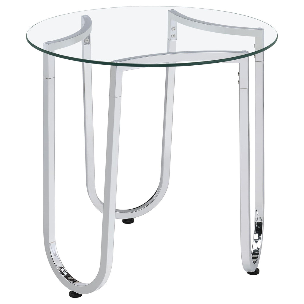 Beller 2-piece Round Tempered Glass Top Coffee Table Set Chrome