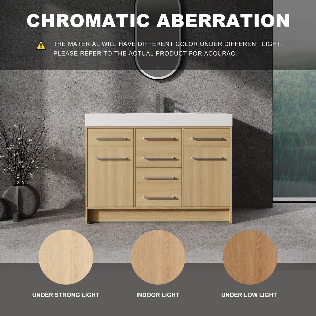 Freestanding Bathroom Vanity With Resin Sink, Soft-Closing Doors And Drawers