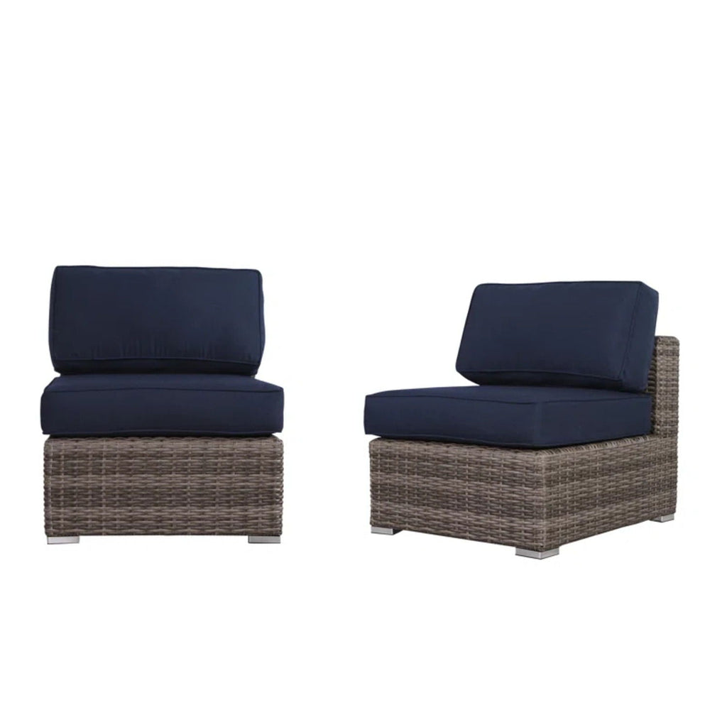 Seating Set With Cushions Handcrafted Wicker Design