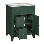 Bathroom Vanity With Basin, Rectangular Cabinet With 2 Drawers And Soft Closing Door