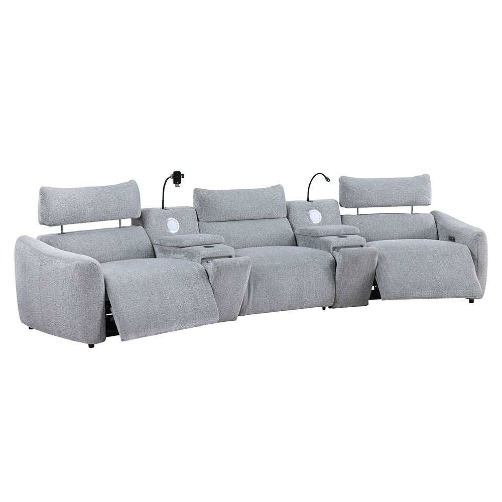 Fullar - RAF Modular Power Motion Recliner - Light Gary Chenille