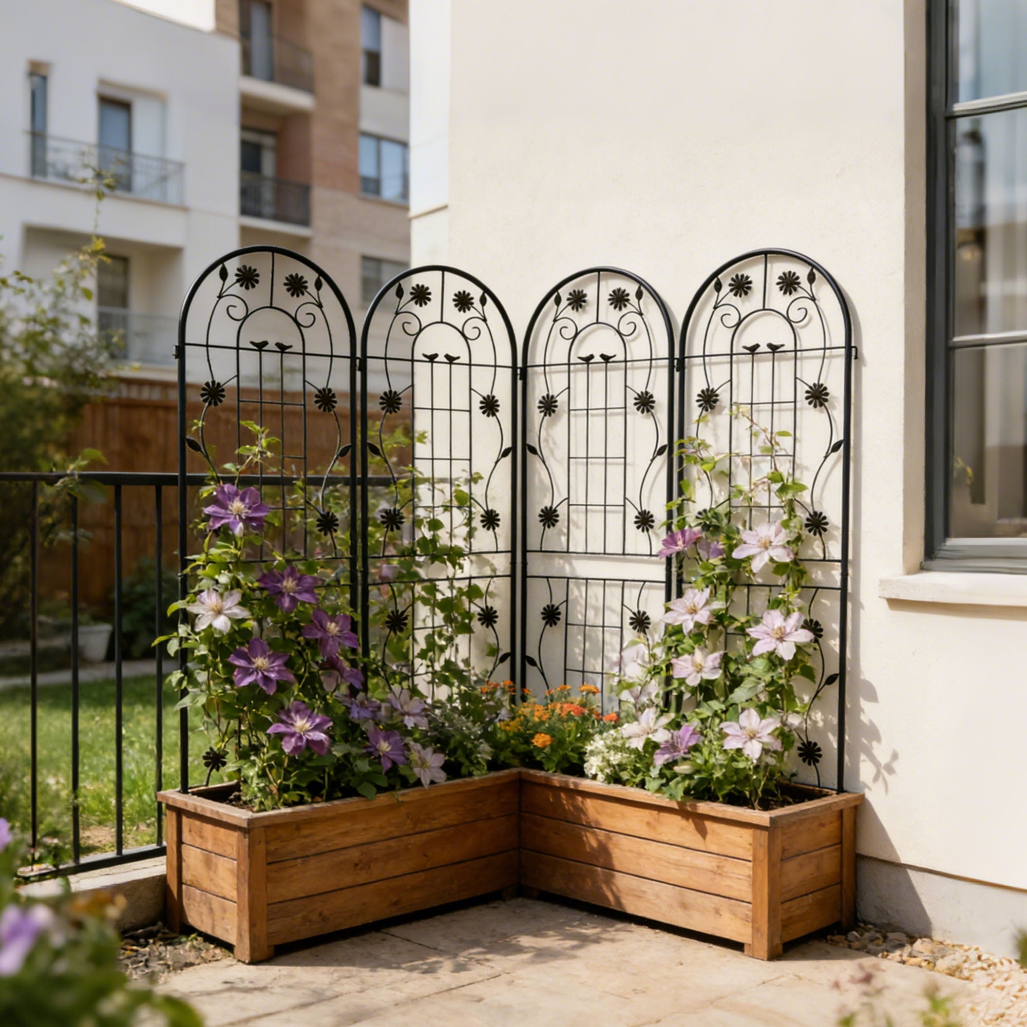 Metal Garden Trellis Rustproof Trellis For Climbing Plant Outdoor Flower Support