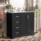 Bathroom Vanity With Sink, Soft Close Doors, Adjustable Shelf & 3 Drawers