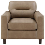 Scotland Faux Leather Upholstered Track Arm Chair Brown