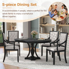 5 Piece Dining Set Extendable Round Table And 4 Chairs - Black / Oak