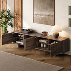 TV Stand For TVs Up To 85", Entertainment Center, Cable Management, Push Openers, Soft Closing Hinges & Adjustable Shelves - Dark Brown