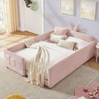 Cute Rabbit Ear Upholstered Platform Bed Frame With Safety Rail