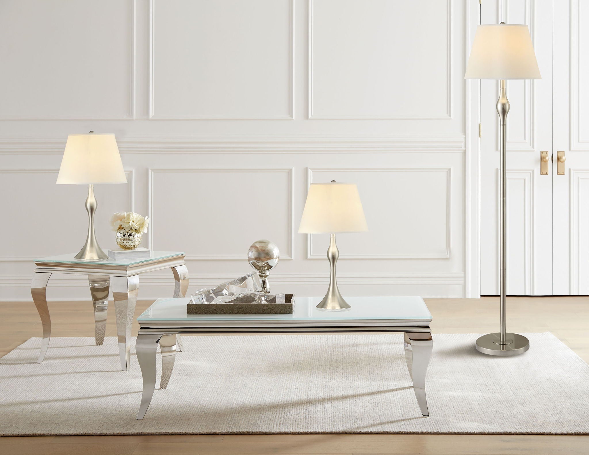 Griffin 3-piece Floor and Table Lamp Set Brushed Nickel