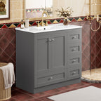 Shaker Free Standing Bathroom Vanity Cabinet & Sink, Soft Close Drawers, Soft Close Doors
