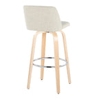 Toriano - Contemporary, Fixed Height Barstool Swivel & Round Footrest (Set of 2)