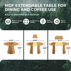 Extendable Pedestal Multifunctional Dining Table - Oak