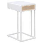 Amherst 1-drawer Radio Weave Cane Metal Side Table White