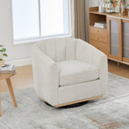 360 Degrees Swivel Upholstered Barrel Armchair For Living Room - Ivory