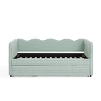 Gingham Daybed With USB Charging Port, Wave Shaped Design