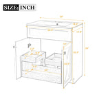 Bathroom Vanity With Sink, Freestanding Storage Cabinet With Handles, Soft Closing Doors
