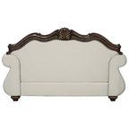 Pierce - Loveseat With 3 Pillows - Beige Fabric & Cherry