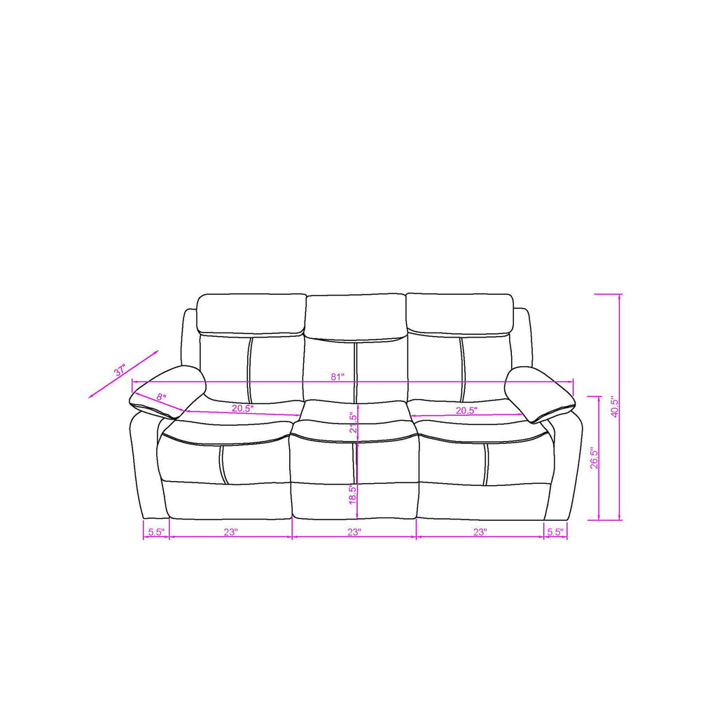Blanche - Reclining Sofa With LED Lights