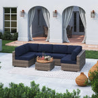 Seating Set With Cushions Handcrafted Wicker Design