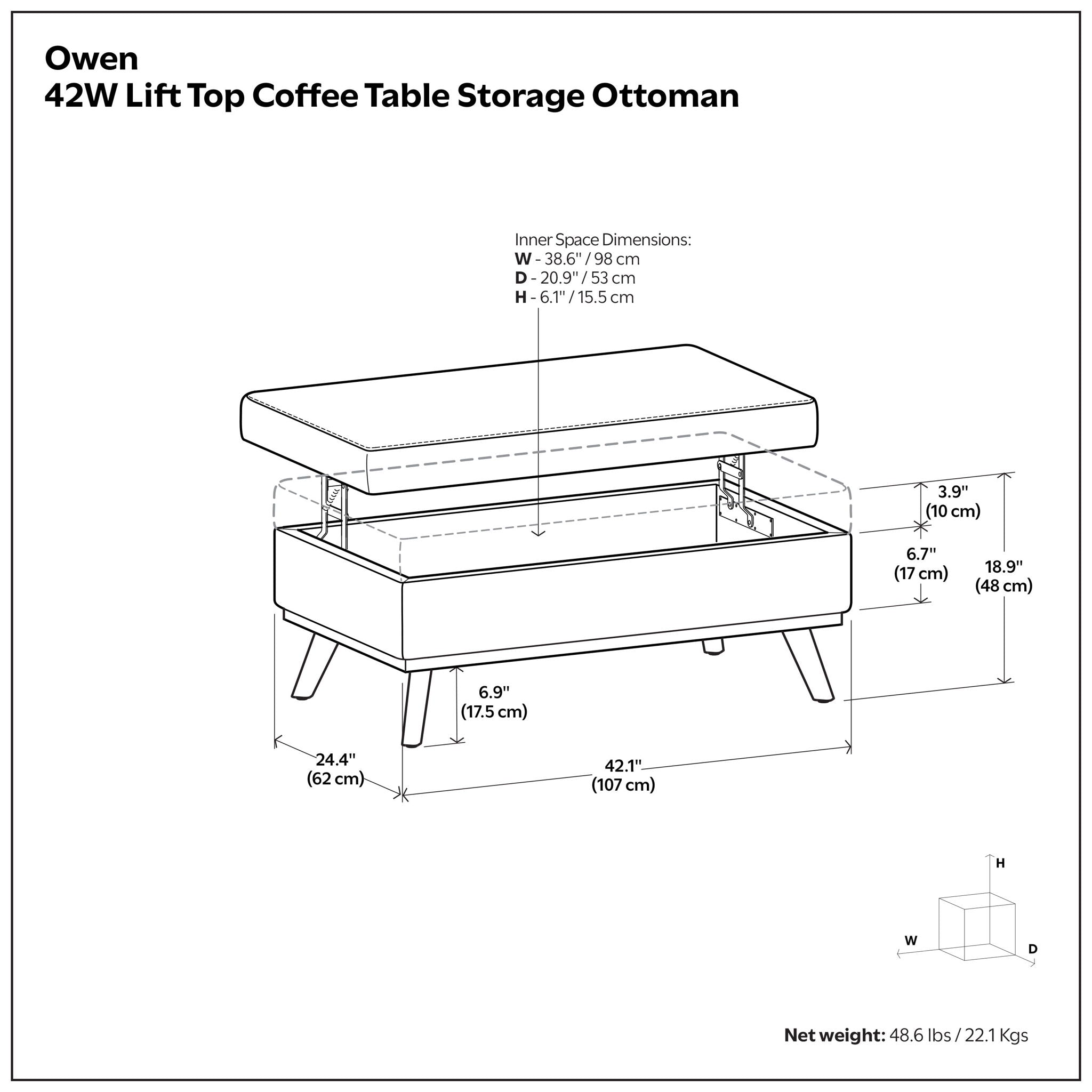 Owen - Multifunctional Square Coffee Table Storage Ottoman