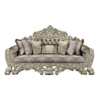 Sorina - Sofa With 7 Pillows - Velvet, Fabric & Antique Gold