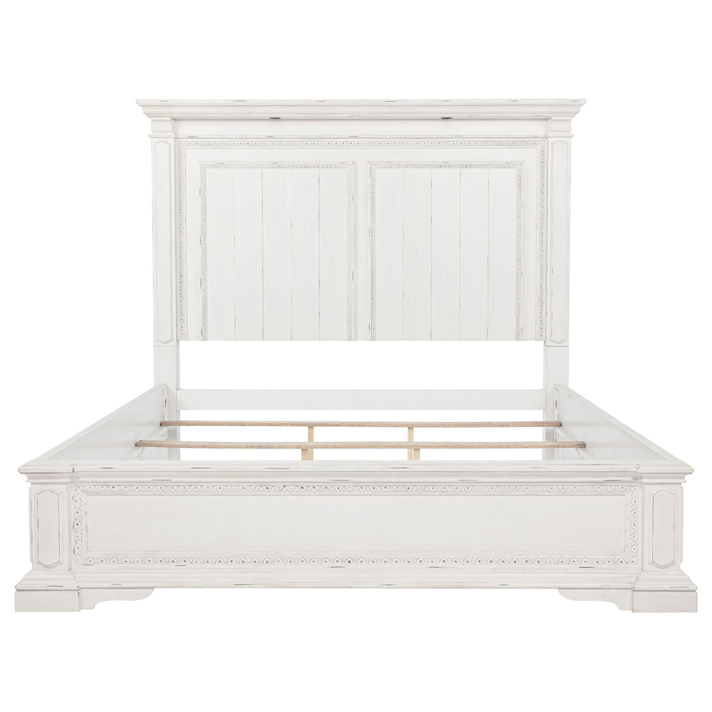 McKinney Queen LED Light Panel Bed Vintage White