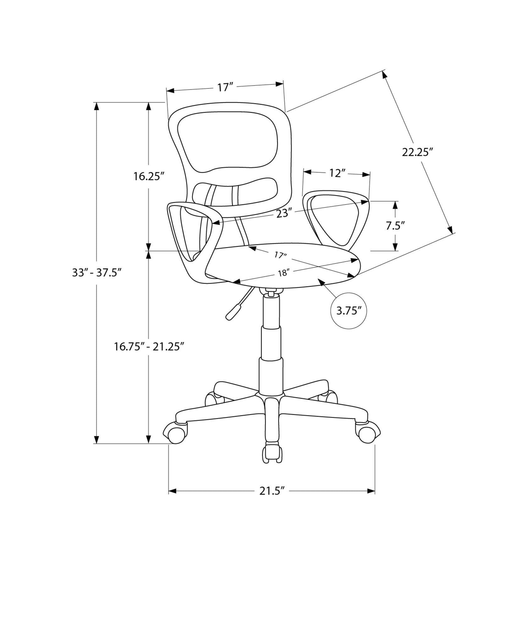 Office Chair, Adjustable Height, Swivel Ergonomic, Armrests, Contemporary