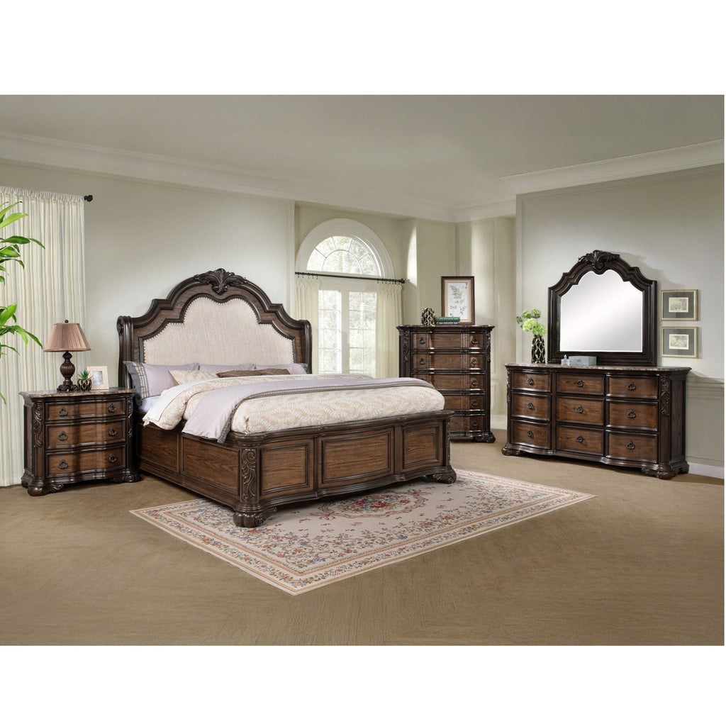 Nightstand, 3 Drawers - Brown / Coffee