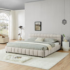 Modern Platform Bed Frame With Thick Fabric