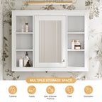 Wall Mounted Medicine Cabinet With Mirror, Storage Cabinet Featuring 6 Open Shelves And Adjustable Interior