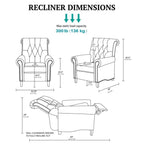 Aidan - Push Back Recliner Chair With Tufted Back And Nailhead Trim - Cream
