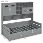 Daybed With All-In-One Cabinet And Shelf