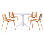 4 Piece Set Of Modern Striped Color Blocking Single Chairs With Round Table