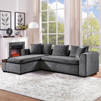 Modern L Shaped Sectional Sofa With Upholstery And Wooden Storage
